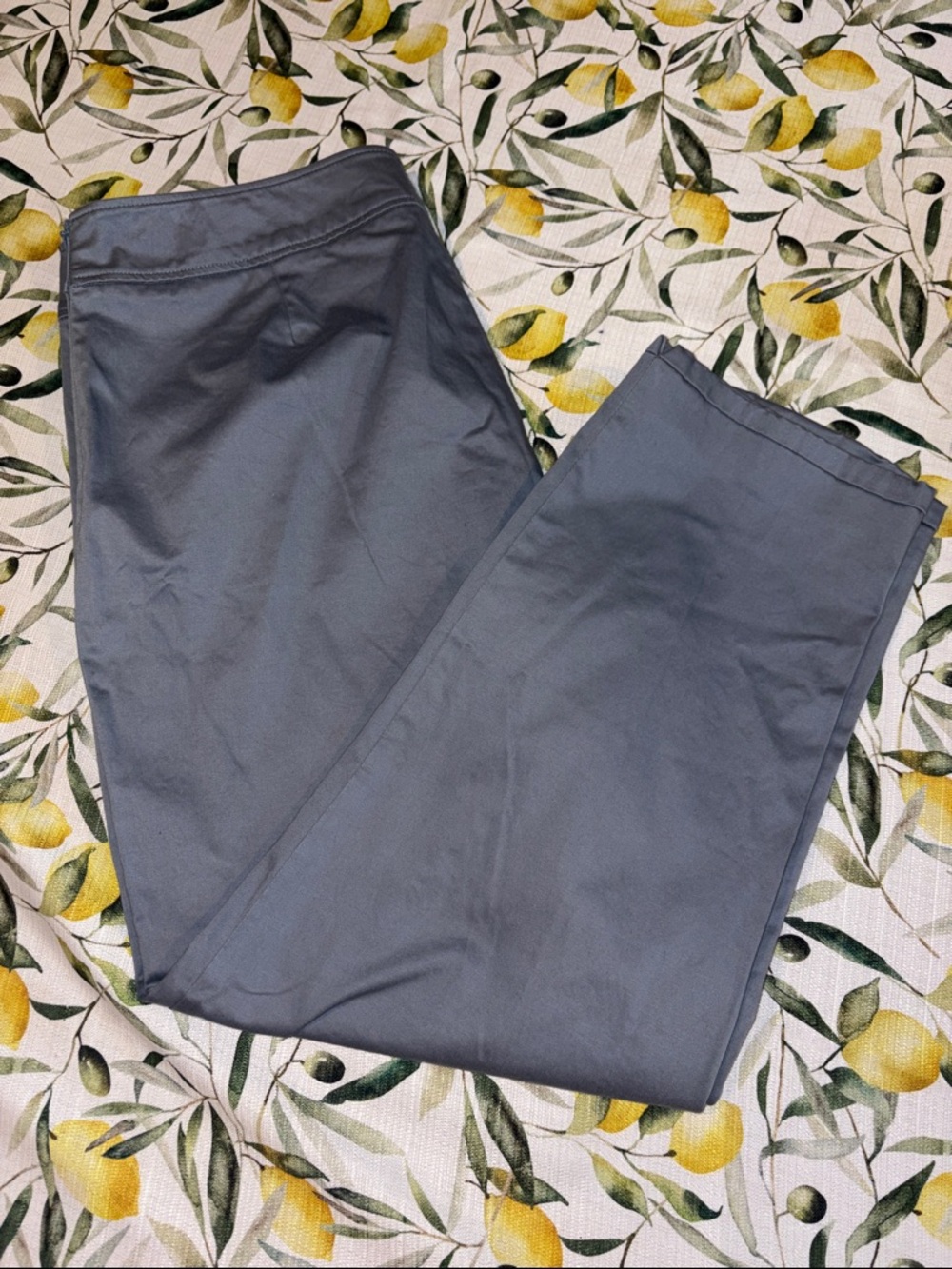 Pendleton Women's Gray/Blue Classic Chino Trousers Cotton Flat Front sz 14 EUC